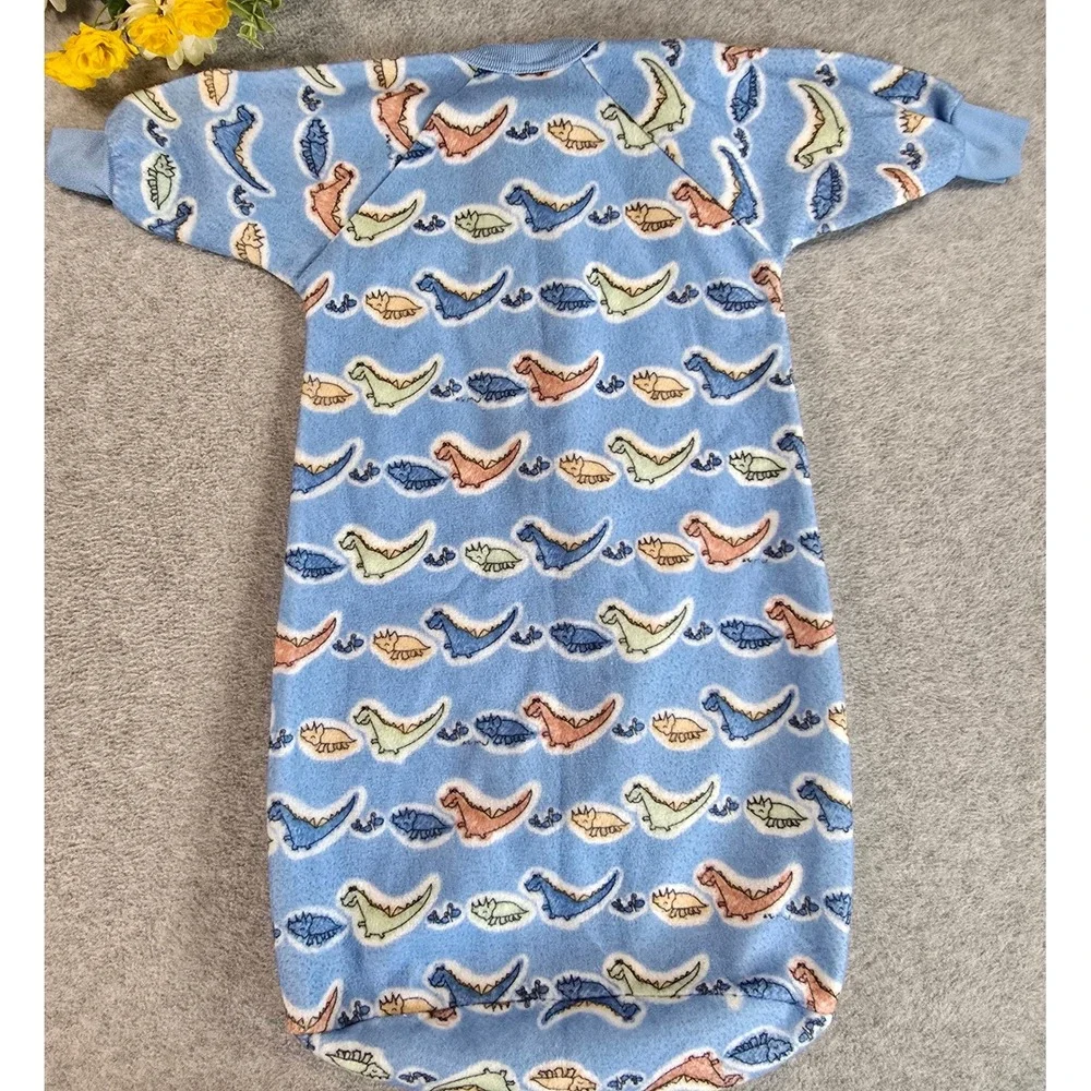 Vintage Carter's Sleep Sack Baby Dinosaur Y2K 2000 Fleece Zip Up Pajamas 0-3m